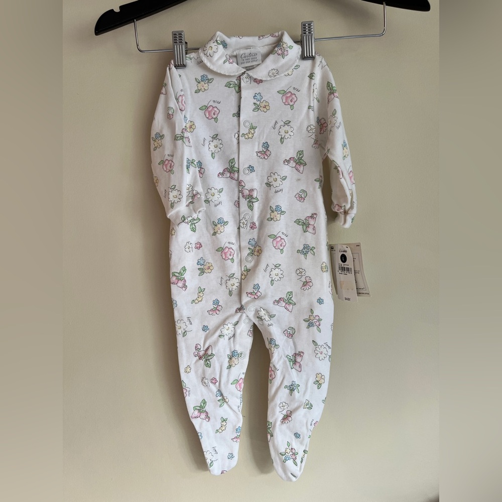 Baby Girl Clothes Vintage Carter's 6-9 Months Floral Rose Daisy Footed Sleeper